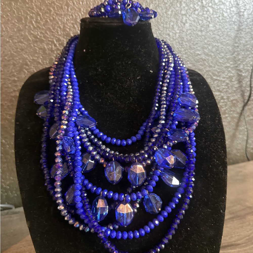 Sassy Jones Royal Blue Beaded Necklace